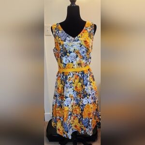 Isaac Mizrahi Live yellow flower dress size 12
